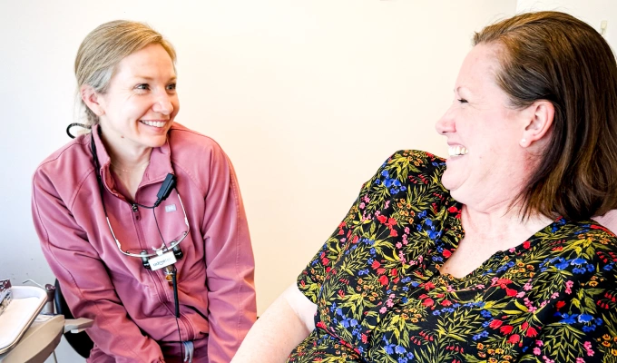 Smiling patient relaxing during routine dental visit
